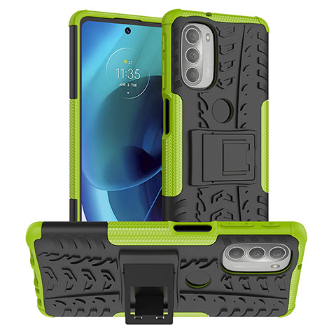 Custodia Silicone e Plastica Opaca Cover con Supporto per Motorola Moto G51 5G Verde