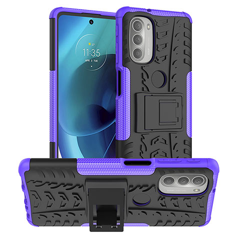 Custodia Silicone e Plastica Opaca Cover con Supporto per Motorola Moto G51 5G Viola