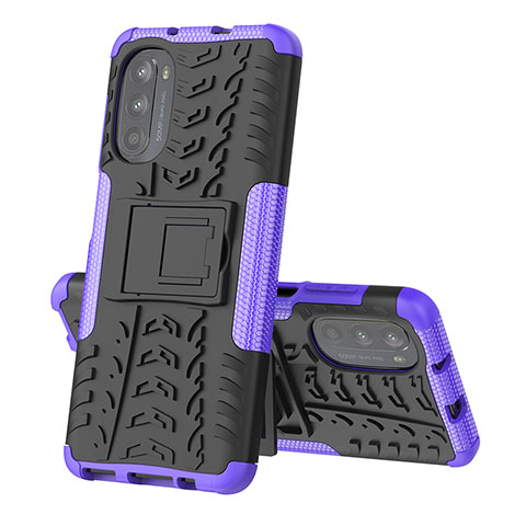 Custodia Silicone e Plastica Opaca Cover con Supporto per Motorola Moto G82 5G Viola