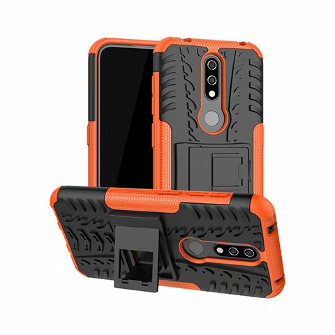 Custodia Silicone e Plastica Opaca Cover con Supporto per Nokia 4.2 Arancione