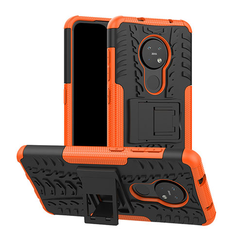 Custodia Silicone e Plastica Opaca Cover con Supporto per Nokia 6.2 Arancione