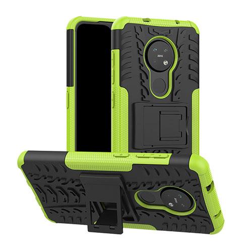 Custodia Silicone e Plastica Opaca Cover con Supporto per Nokia 7.2 Verde
