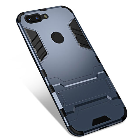Custodia Silicone e Plastica Opaca Cover con Supporto per OnePlus 5T A5010 Grigio