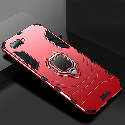 Custodia Silicone e Plastica Opaca Cover con Supporto per Oppo K1 Rosso