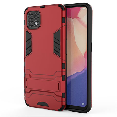 Custodia Silicone e Plastica Opaca Cover con Supporto per Oppo Reno4 SE 5G Rosso