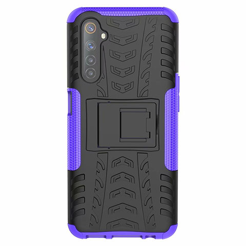 Custodia Silicone e Plastica Opaca Cover con Supporto per Realme 6 Viola