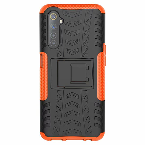 Custodia Silicone e Plastica Opaca Cover con Supporto per Realme 6s Arancione