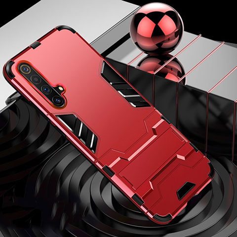Custodia Silicone e Plastica Opaca Cover con Supporto per Realme X3 SuperZoom Rosso