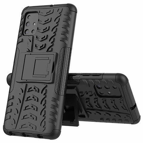 Custodia Silicone e Plastica Opaca Cover con Supporto per Samsung Galaxy M40S Nero