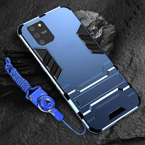 Custodia Silicone e Plastica Opaca Cover con Supporto per Samsung Galaxy M80S Blu