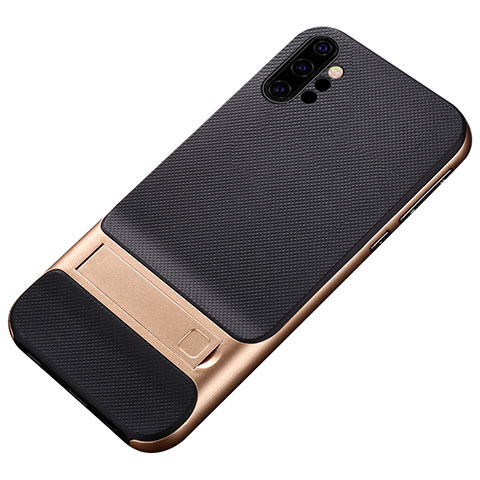 Custodia Silicone e Plastica Opaca Cover con Supporto per Samsung Galaxy Note 10 Plus 5G Oro