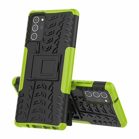 Custodia Silicone e Plastica Opaca Cover con Supporto per Samsung Galaxy Note 20 Ultra 5G Verde