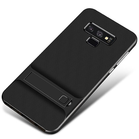Custodia Silicone e Plastica Opaca Cover con Supporto per Samsung Galaxy Note 9 Nero