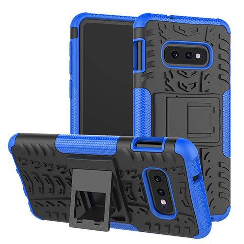 Custodia Silicone e Plastica Opaca Cover con Supporto per Samsung Galaxy S10e Blu