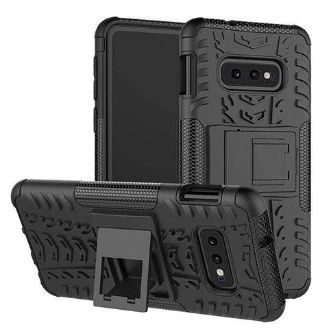 Custodia Silicone e Plastica Opaca Cover con Supporto per Samsung Galaxy S10e Nero