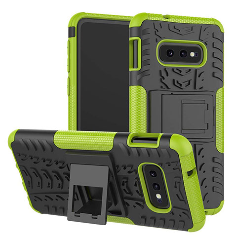 Custodia Silicone e Plastica Opaca Cover con Supporto per Samsung Galaxy S10e Verde