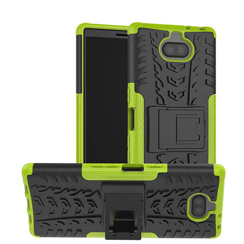 Custodia Silicone e Plastica Opaca Cover con Supporto per Sony Xperia 10 Verde