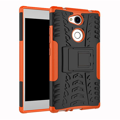 Custodia Silicone e Plastica Opaca Cover con Supporto per Sony Xperia L2 Arancione