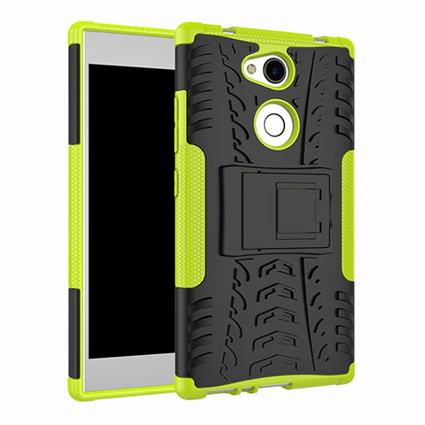 Custodia Silicone e Plastica Opaca Cover con Supporto per Sony Xperia L2 Verde