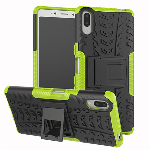 Custodia Silicone e Plastica Opaca Cover con Supporto per Sony Xperia L3 Verde