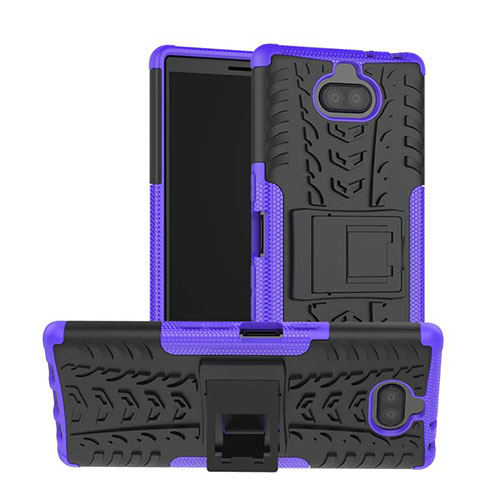 Custodia Silicone e Plastica Opaca Cover con Supporto per Sony Xperia XA3 Ultra Viola