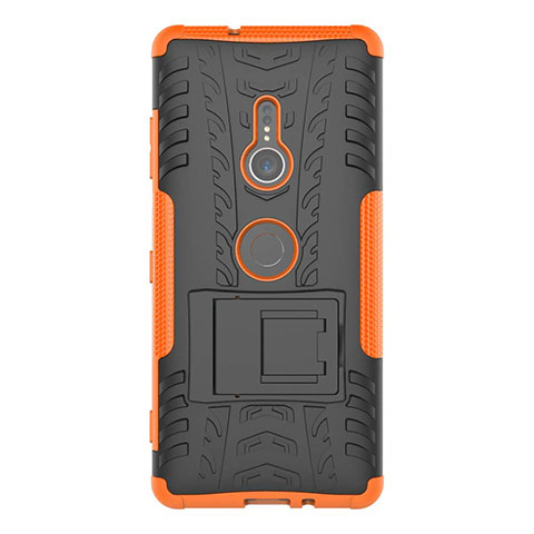 Custodia Silicone e Plastica Opaca Cover con Supporto per Sony Xperia XZ3 Arancione