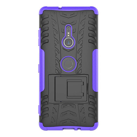 Custodia Silicone e Plastica Opaca Cover con Supporto per Sony Xperia XZ3 Viola