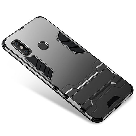 Custodia Silicone e Plastica Opaca Cover con Supporto per Xiaomi Mi 8 Grigio