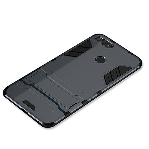 Custodia Silicone e Plastica Opaca Cover con Supporto per Xiaomi Mi A1 Grigio