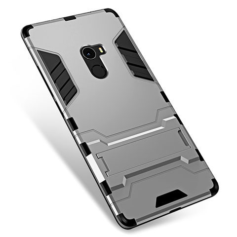 Custodia Silicone e Plastica Opaca Cover con Supporto per Xiaomi Mi Mix Argento