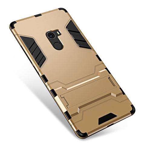 Custodia Silicone e Plastica Opaca Cover con Supporto per Xiaomi Mi Mix Oro