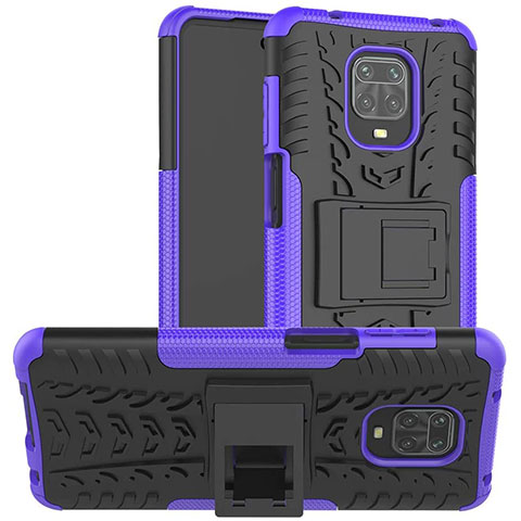 Custodia Silicone e Plastica Opaca Cover con Supporto per Xiaomi Redmi Note 9 Pro Viola