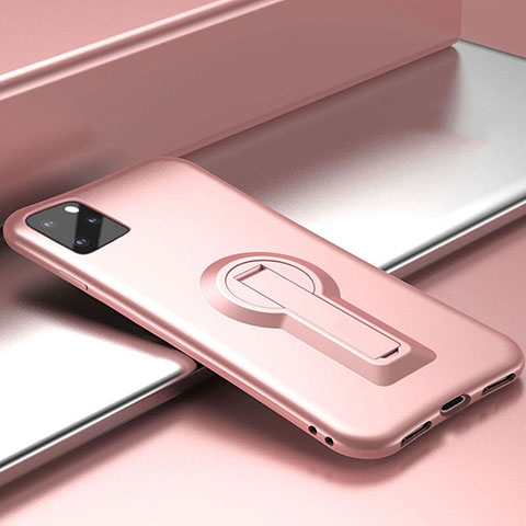 Custodia Silicone e Plastica Opaca Cover con Supporto R01 per Apple iPhone 11 Pro Oro Rosa