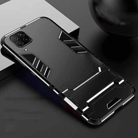 Custodia Silicone e Plastica Opaca Cover con Supporto R01 per Huawei Nova 6 SE Nero