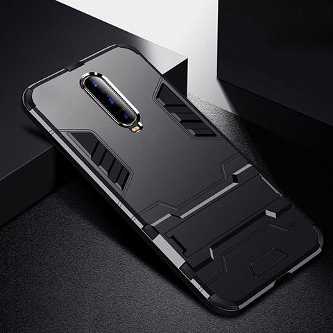 Custodia Silicone e Plastica Opaca Cover con Supporto R01 per Oppo R17 Pro Nero