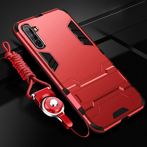 Custodia Silicone e Plastica Opaca Cover con Supporto R01 per Realme X50 Pro 5G Rosso