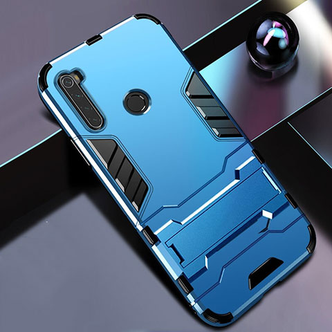 Custodia Silicone e Plastica Opaca Cover con Supporto R01 per Xiaomi Redmi Note 8 Cielo Blu