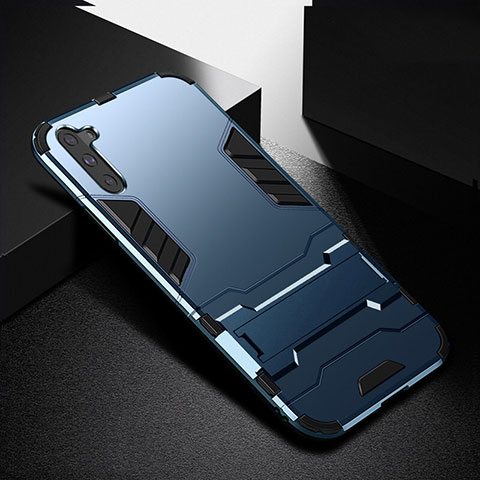 Custodia Silicone e Plastica Opaca Cover con Supporto R02 per Samsung Galaxy Note 10 Blu