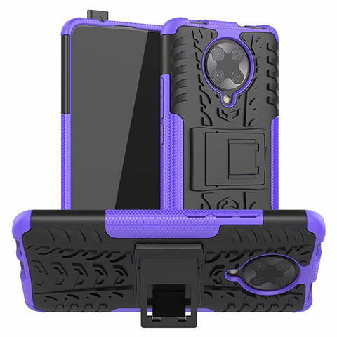 Custodia Silicone e Plastica Opaca Cover con Supporto R02 per Xiaomi Redmi K30 Pro Zoom Viola