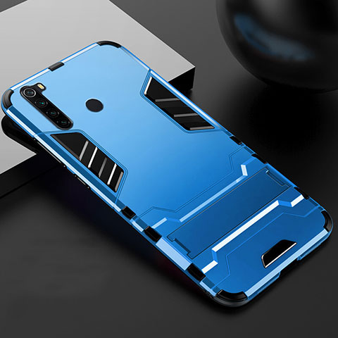 Custodia Silicone e Plastica Opaca Cover con Supporto R02 per Xiaomi Redmi Note 8T Cielo Blu