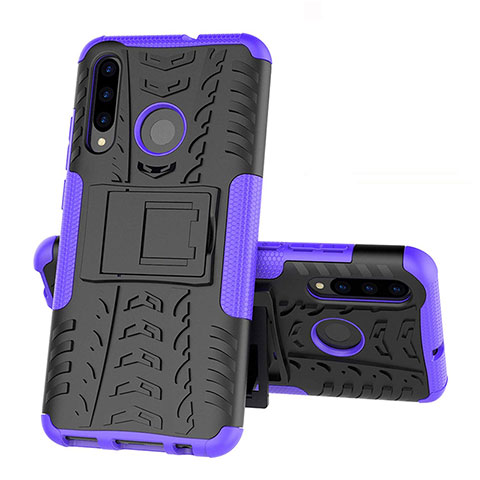 Custodia Silicone e Plastica Opaca Cover con Supporto R03 per Huawei Honor 20 Lite Viola