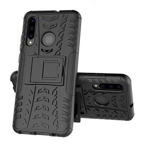 Custodia Silicone e Plastica Opaca Cover con Supporto R03 per Huawei Honor 20i Nero