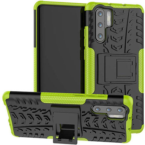 Custodia Silicone e Plastica Opaca Cover con Supporto R03 per Huawei P30 Pro New Edition Verde