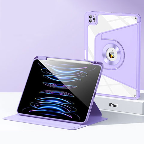 Custodia Silicone e Plastica Opaca Cover con Supporto S01 per Apple iPad Pro 12.9 (2020) Viola