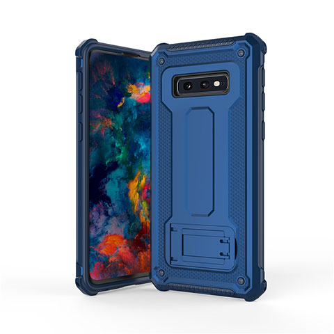 Custodia Silicone e Plastica Opaca Cover con Supporto T01 per Samsung Galaxy S10e Blu