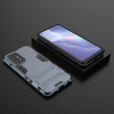 Custodia Silicone e Plastica Opaca Cover con Supporto T02 per Oppo A94 5G Blu