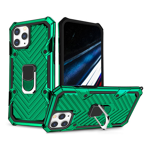 Custodia Silicone e Plastica Opaca Cover con Supporto YF1 per Apple iPhone 13 Pro Max Verde