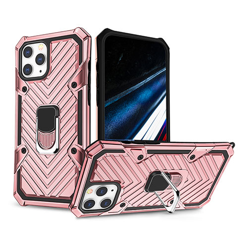 Custodia Silicone e Plastica Opaca Cover con Supporto YF1 per Apple iPhone 15 Pro Rosa Caldo