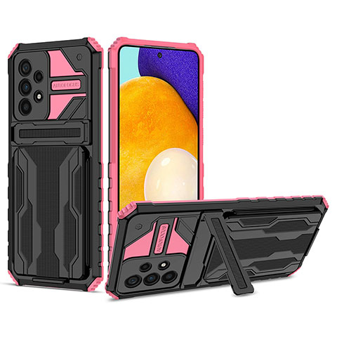 Custodia Silicone e Plastica Opaca Cover con Supporto YF1 per Samsung Galaxy A53 5G Rosa