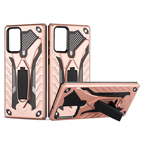 Custodia Silicone e Plastica Opaca Cover con Supporto YF2 per Samsung Galaxy Note 20 5G Oro Rosa